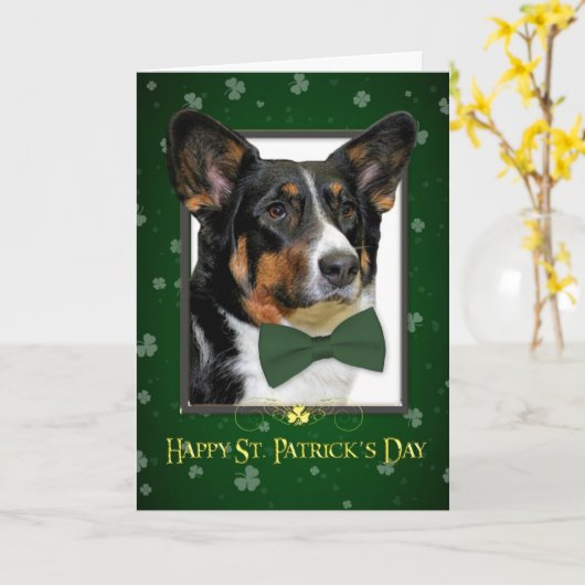 Corgi St. Patrick's Day Kaart (Gele Bloem)
