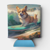 Corgi strand surfen schilderij blikjeskoeler (Achterkant)