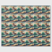 Corgi strand surfen schilderij cadeaupapier (Vlak)