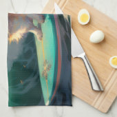 Corgi strand surfen schilderij theedoek (Quarter Fold)