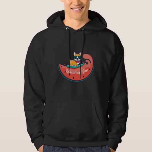 Corgi Surfing Hoodie (Voorkant)