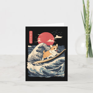 Corgi Surfing Japanese Wave Kaart
