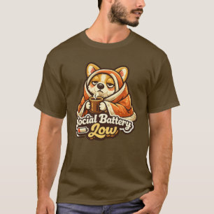 Corgi T-shirt met lage sociale batterij, cadeau vo