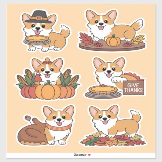 Corgi Thanksgiving  Sticker (Vel)