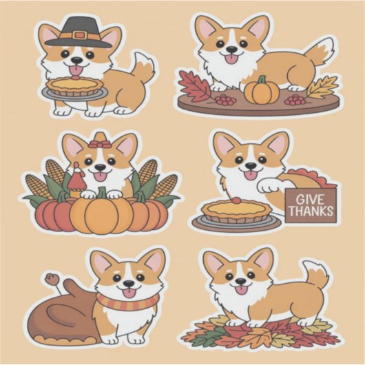 Corgi Thanksgiving  Sticker (Voorkant)
