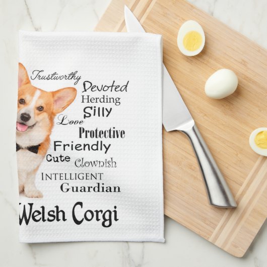 Corgi Traits keukenhanddoek (Quarter Fold)