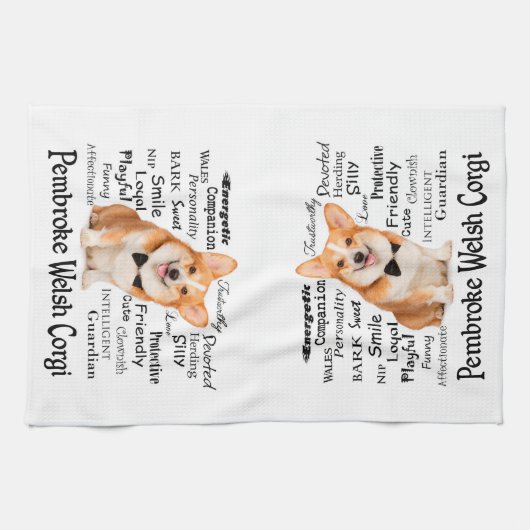 Corgi Traits keukenhanddoek (Horizontaal)