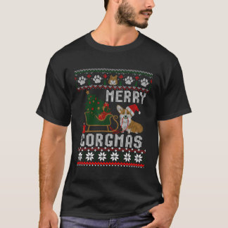 Corgi Ugly KerstSweater Merry Corgmas Santa C T-shirt