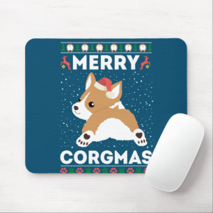 Corgi Ugly KerstSweater Style Merry Corgmas Muismat
