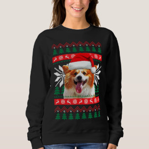 Corgi Ugly KerstSweater Style Santa Hat Pembr Trui