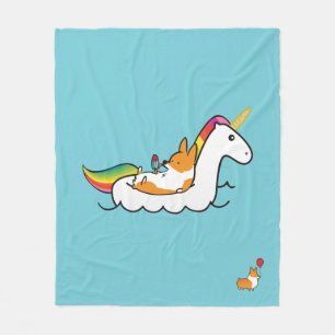 Corgi Unicorn Floatie Blanket Fleece Deken