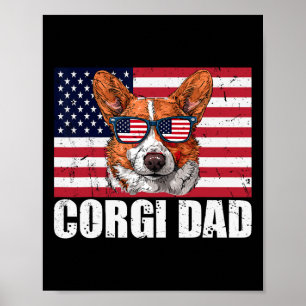 Corgi vader Pembroke Welsh Corgi Amerikaanse vlag Poster