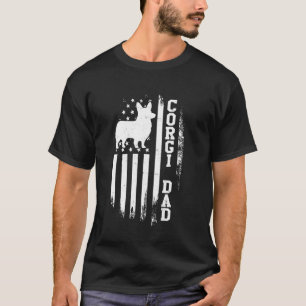 Corgi Vader Vintage Amerikaanse Vlag Patriotische T-shirt