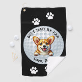 Corgi Vaderdag zwart wit Golfhanddoek (Insitu)