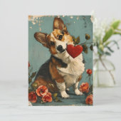  Corgi-Valentijnsdag Feestdagenkaart (Staand voorkant)