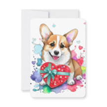 Corgi Valentijnsdag Kaart - Waterverf