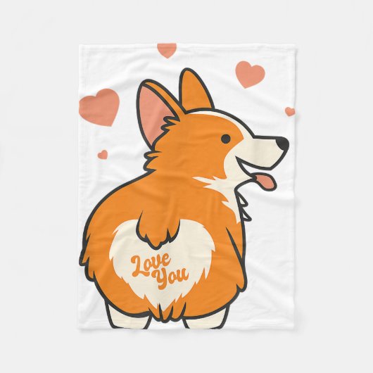 Corgi Valentines Day Gift Dog Lover Heart Fleece Deken (Voorkant)