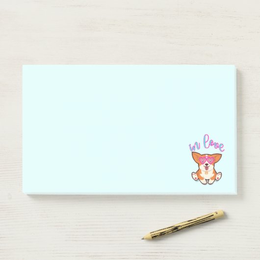 Corgi verliefd post-it® notes (Op bureau)