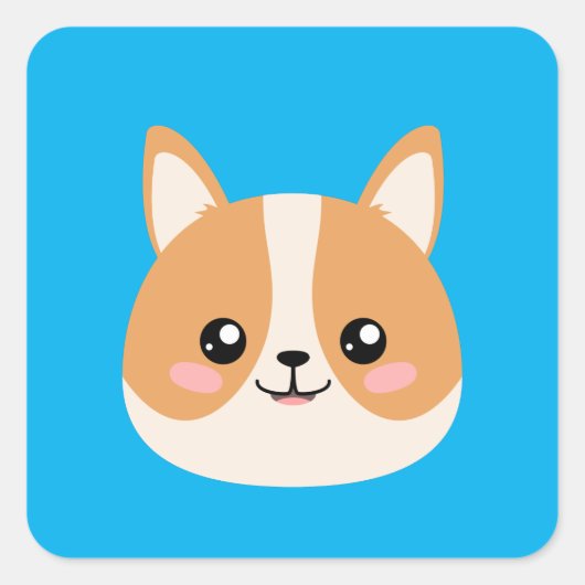 Corgi Vierkante Sticker (Voorkant)