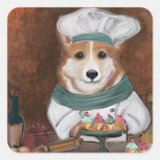 Corgi Vierkante Sticker (Voorkant)