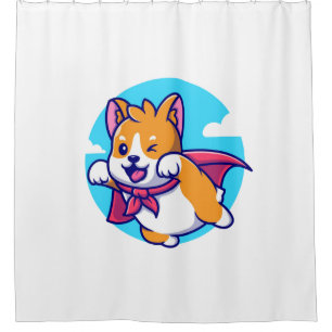 Corgi vliegende skapje grappig schattig douchegordijn