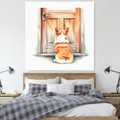 Corgi wacht geduldig canvas afdruk (Insitu (Slaapkamer))