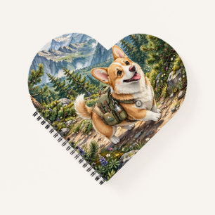 Corgi Wandelt in Bergen Aquarel Spiraal Notitieboek