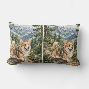 Corgi Wandelt in Bergen Aquarel Worpkussen Kussen