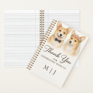 Corgi Watercolor Trouw Dank je Monogrammen Notitieboek