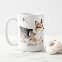 Corgi Watercolor – Whimsicale Japanse Inkt Honden 