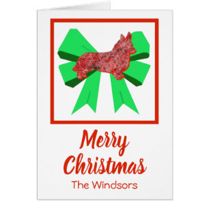 Corgi Welsh Cute Kerstmis Dog & Green Bow Card