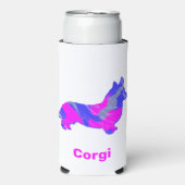 Corgi Welsh Dog Silhouette Hot Pink & Blue (Seltzer Voorkant)