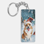 Corgi Winter Wonderland Christmas Joy Sleutelhanger (Voorkant Links)