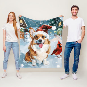 Corgi Winter Wonderland Kerstvreugde Fleece Deken