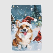 Corgi Winter Wonderland Kerstvreugde Golfhanddoek (Voorkant)