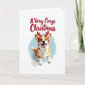 Corgi with Reindeer antlers Christmas Card Kaart (Voorkant)