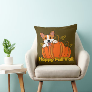 Corgi zegt Happy Herfst Y'all! Kussen