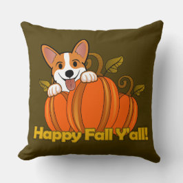 Corgi zegt Happy Herfst Y'all! Kussen