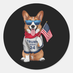 Corgi Zelfs Mijn Hond Wil Trump Vance Mannen Vrouw Ronde Sticker