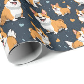 Corgie in Kawaii stijl Cadeaupapier (Rol Hoek)