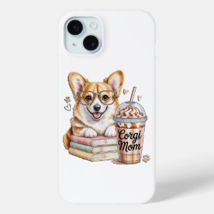 Corgi's Boeken en Ijsgekoelde Koffie voor Hond iPhone 15 Mini Hoesje