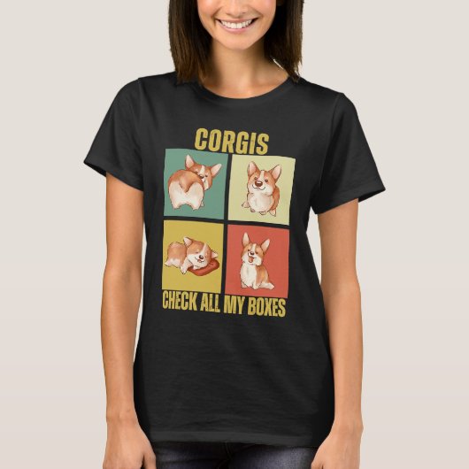 Corgis Check All My Boxes  Corgi T-shirt (Voorkant)