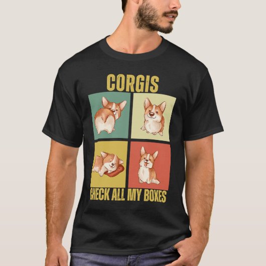Corgis Check All My Boxes  Corgi T-shirt (Voorkant)