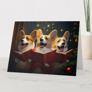 Corgis Christmas Caroling feestelijke vakantie Kaart