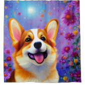 Corgi's Floral World Douchegordijn (Voorkant)