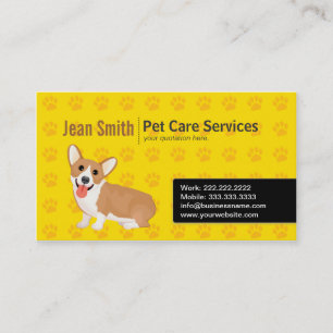 Corgi's Footprint Dog Care Yellow visitekaartje