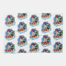 Corgis in de sneeuw theedoek