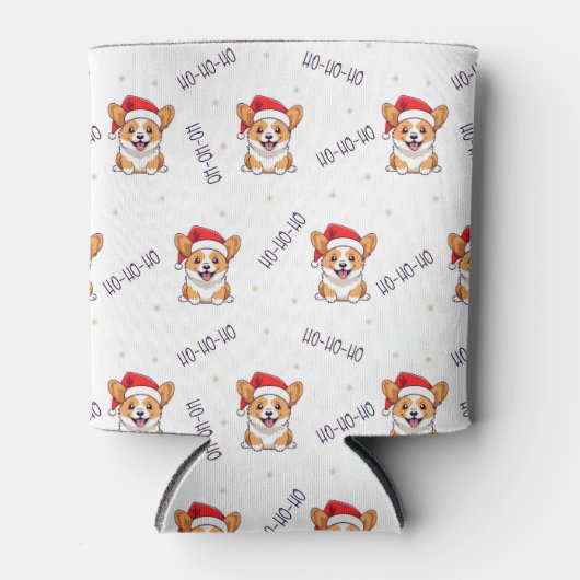 Corgi's in kersthoeden kerstpatroon blikjeskoeler (Voorkant)