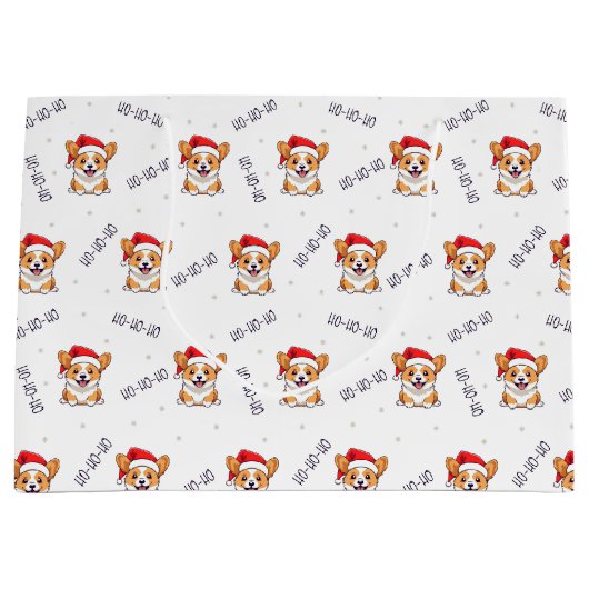 Corgi's in kersthoeden kerstpatroon groot cadeauzakje (Voorkant)