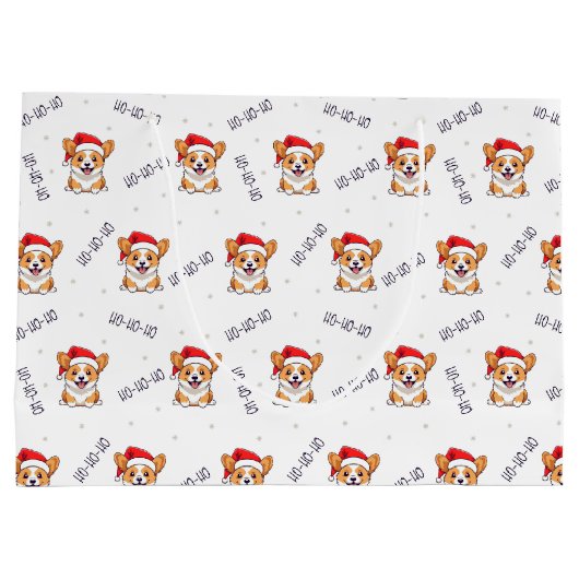 Corgi's in kersthoeden kerstpatroon groot cadeauzakje (Achterkant)